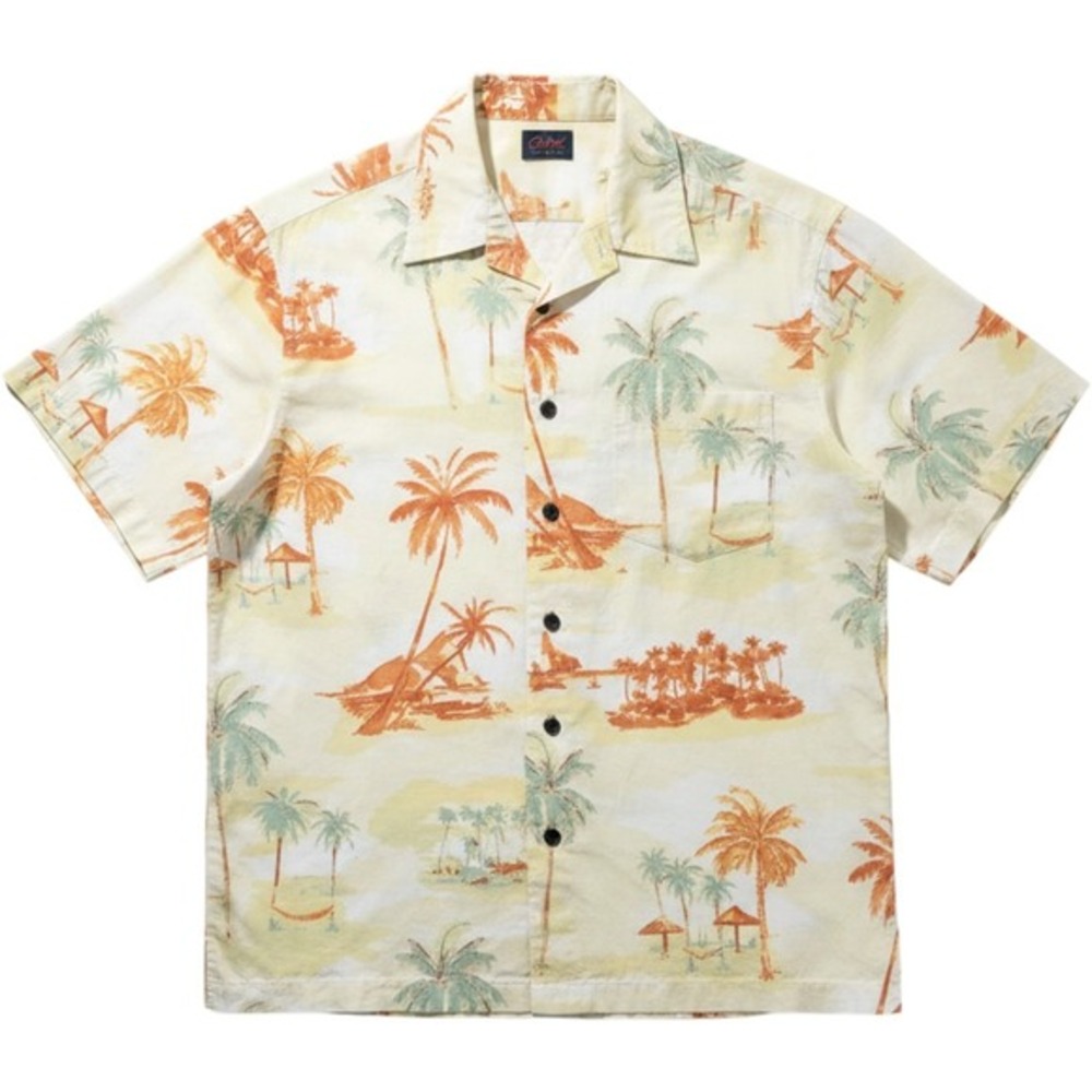 Solitude‎ Mens Small Tropical Palm Tree Island Print Cotton Button Down Shirt